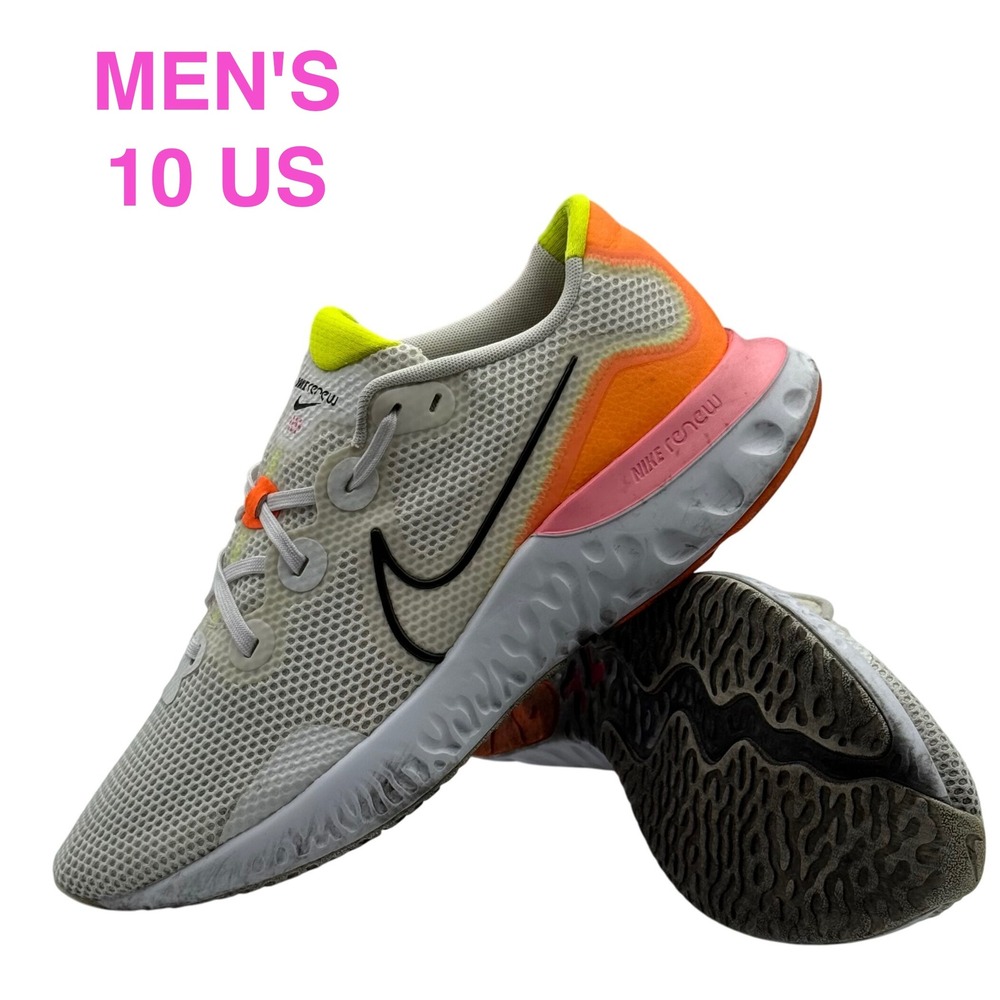 Nike Renew Run Men's‎ Size 10 White Black Orange Pink Running Shoes CK6357-100